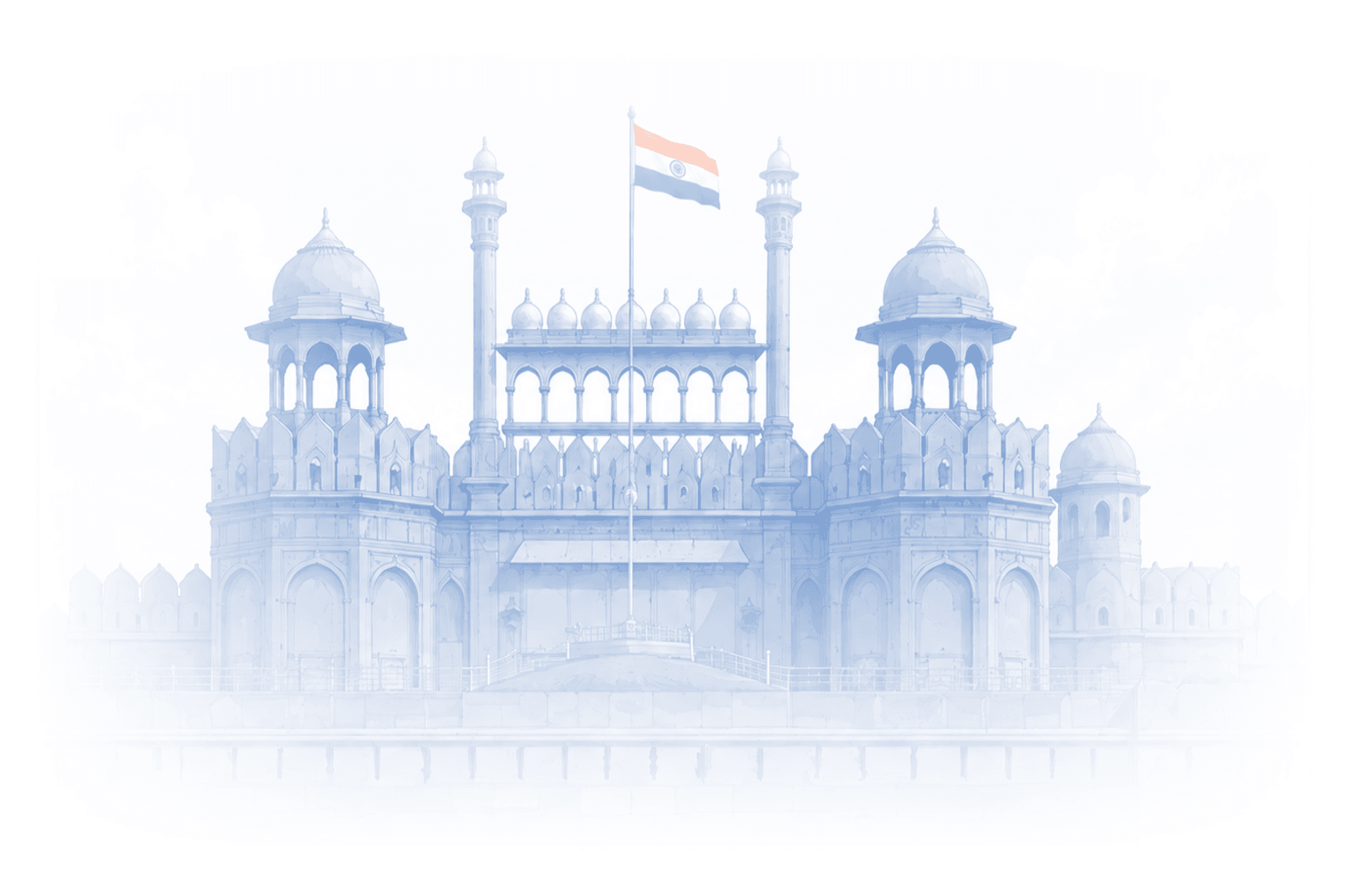 Illustration of Red Fort representing India